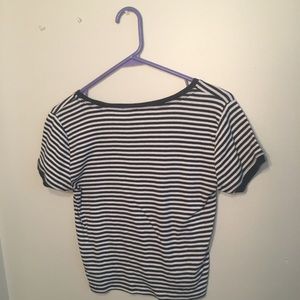 Blue Striped Crop Top